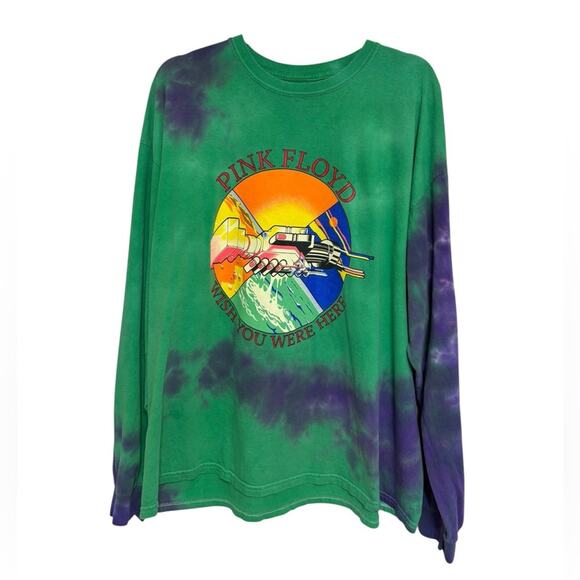 Pink Floyd Wish You Were Here Long Sleeve Tie Dye Crewneck Tee - Size L - Picture 1 of 3